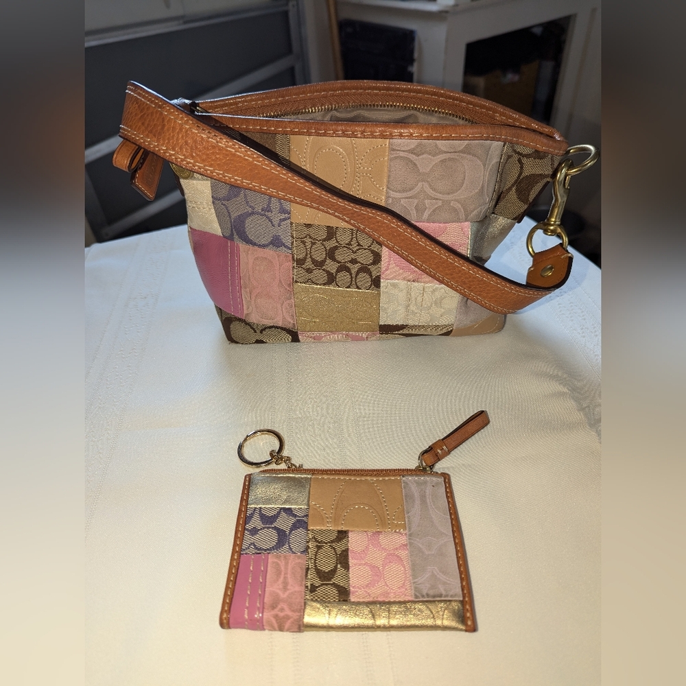 Patchwork coach purse and key wallet